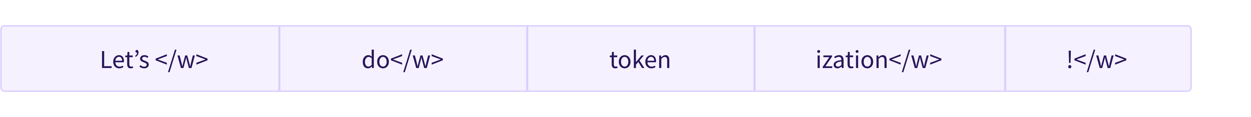 영어 문장 Let's do tokenization!에서 tokenization을 token과 ization으로 나눈 서브워드 토큰화 예시